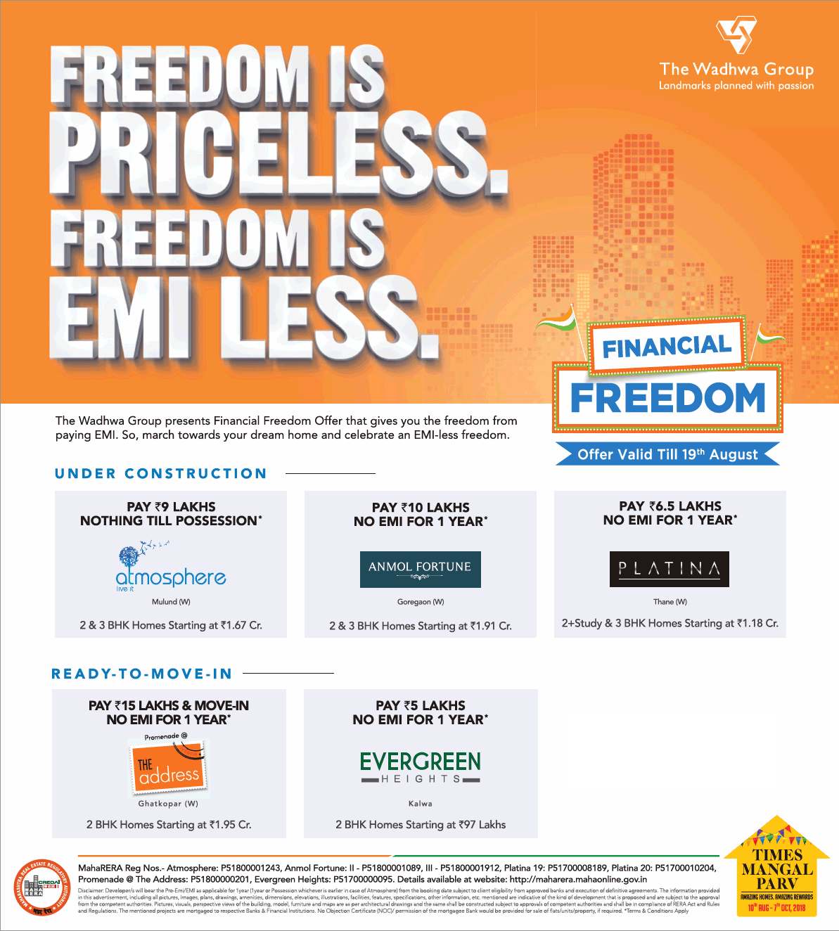 Avail the Financial Freedom Offer at Wadhwa Projects in Mumbai